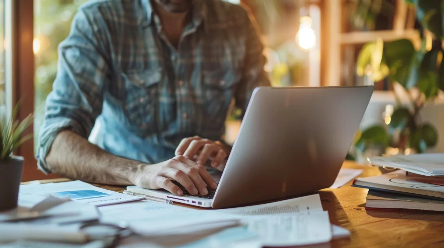 Small business owner reviewing data breach recovery solutions in a cozy office