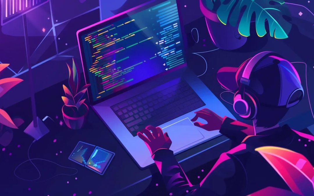 Developer coding in React at a modern workspace, emphasizing frontend development