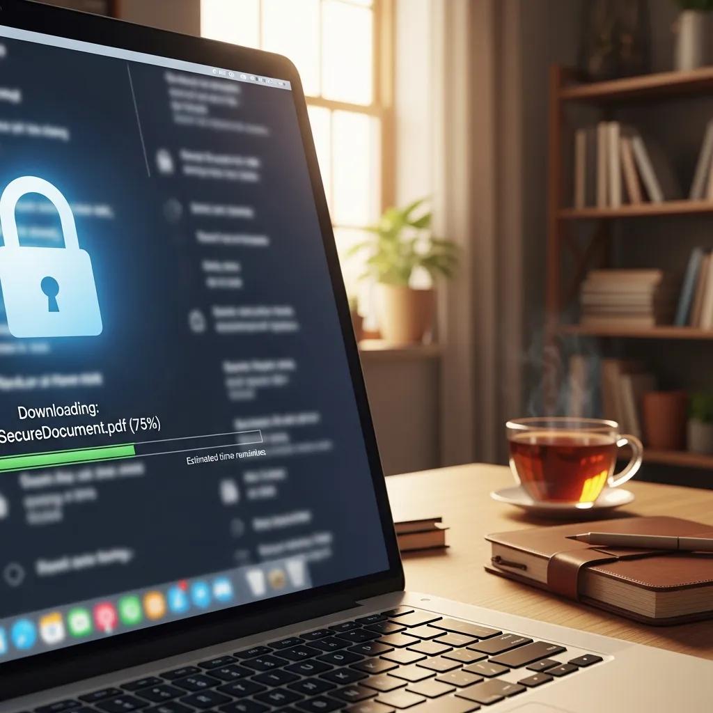 Secure download on a computer screen